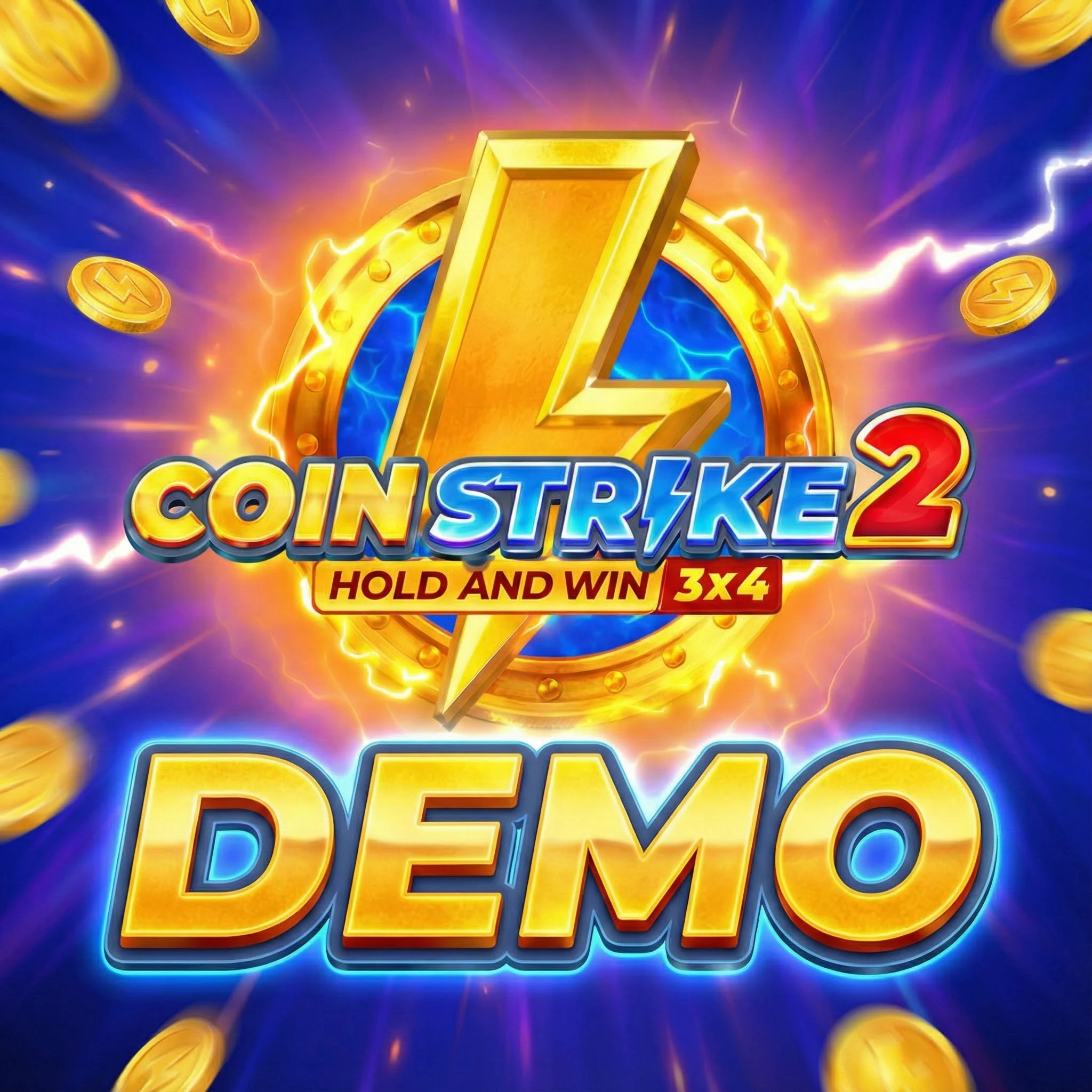 Coin Strike 2 Demo Gratuita - Banner promozionale per provare la slot senza deposito con logo del gioco e scritta DEMO dorata